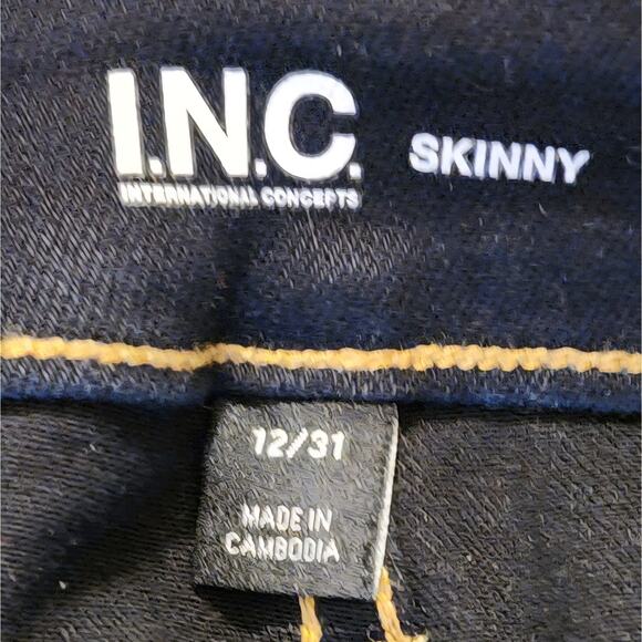 INC Intl Concepts Skinny Jeans 12/31 Dark Indigo Boot-Ready Edgy EUC - Picture 7 of 7